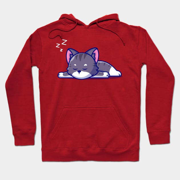 Cute Cat Sleeping Cartoon Hoodie by Catalyst Labs